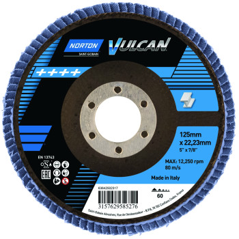 Disc lamelar (flap-disc) Norton Vulcan R842, 125mm, Gr.60, 63642502317 Disc lamelar (flap-disc) Norton Vulcan R842, 125mm, Gr.60, 63642502317