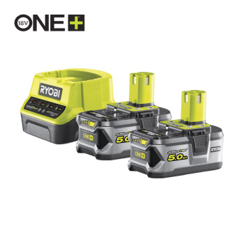 Set acumulatori Lithium+ 18V ONE+™ de 5Ah si incarcator rapid, model RC18120-250 Ryobi Set acumulatori Lithium+ 18V ONE+™ de 5Ah si incarcator rapid, model RC18120-250 Ryobi