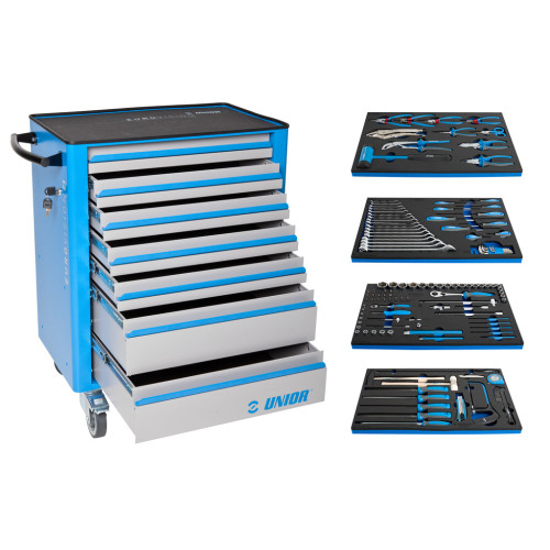 Set 127 scule 1011CEV4 in module SOS in carucior de scule 940EV4, Unior Set 127 scule 1011CEV4 in module SOS in carucior de scule 940EV4, Unior